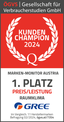 Marken-Monitor Austria 1. Platz Preis/Leistung Raumklima GREE_hoch